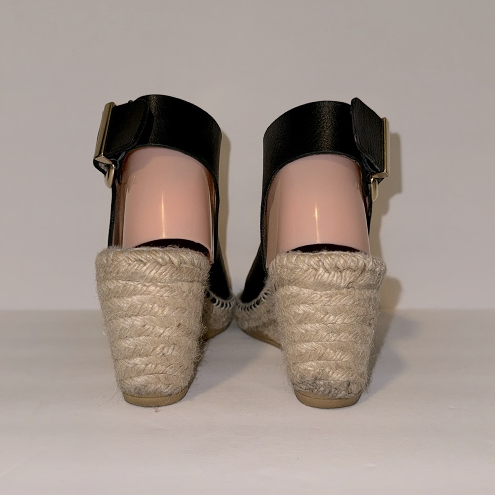 Bettye Muller Black Leather Open Toe 3” Wedges!! - Picture 3 of 8